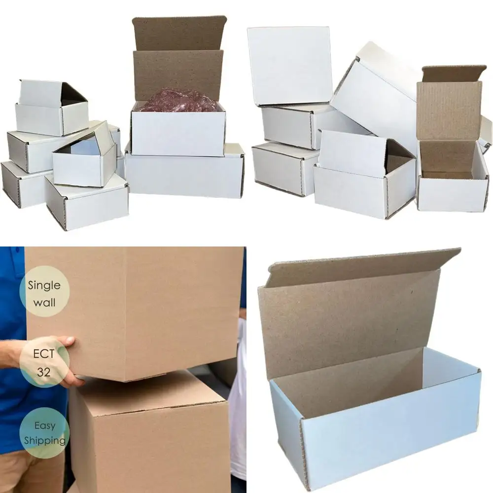 صناديق من الورق المقوى الأبيض مقاس 6 × 4 × 3 للشحن البريدية - صناديق كرتون مموجة للتغليف