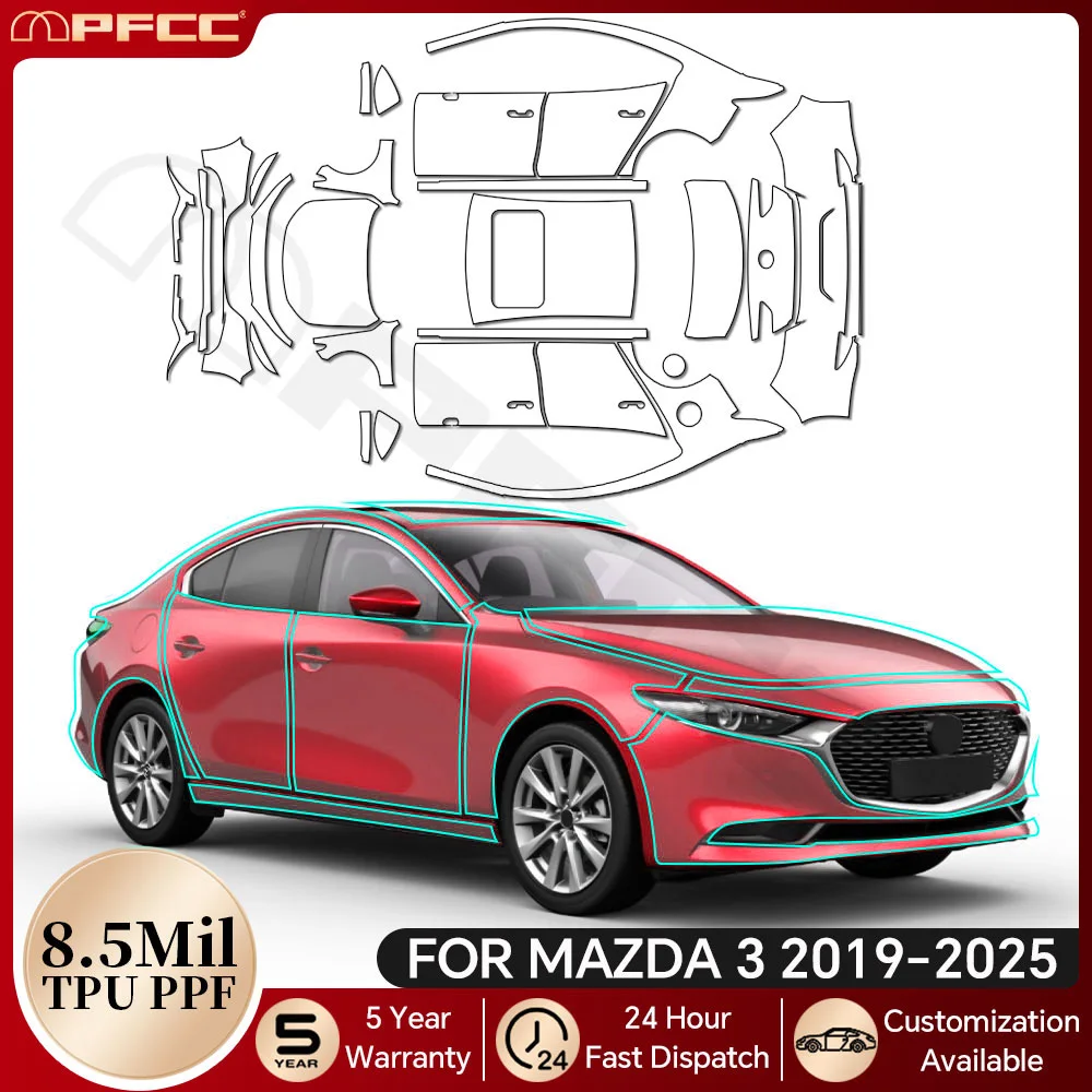 

For Mazda 3 2019-2025 Anti-Scratch TPU Paint Protection Film Pre-cut PPF Car Body Clear Bra Resistant Invisible Car Accessories