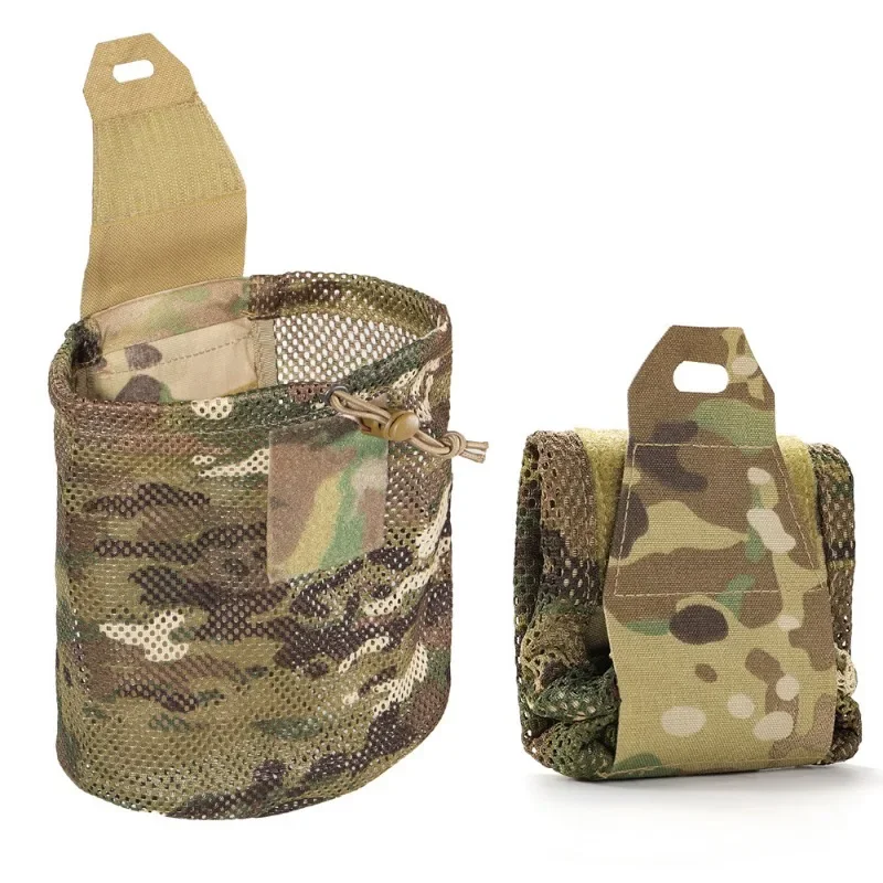 

Tactical folding kettle mesh bag sundries dump storage waist bag MOLLE tactical mesh combination storage bag