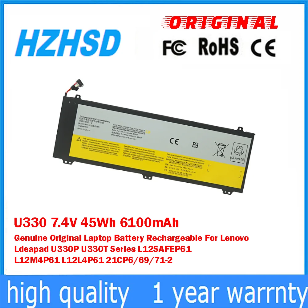 

U330 7,4 В 45 Втч 6100 мАч Оригинальный аккумулятор для ноутбука Lenovo Ldeapad U330P U330T Series L12SAFEP61 L12M4P61