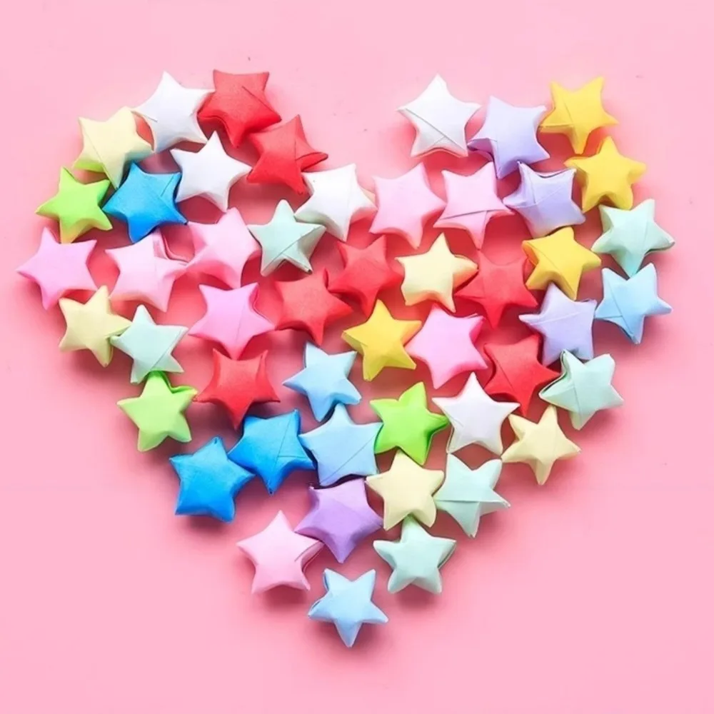 DIY Five Pointed Star Wishing Bottle Kawaii Rainbow Color Origami Stars Paper Strips Decorative House Decoracion