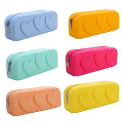 Silicon Zip Bags Reusable Heart Silicon Bag Cosmetic Bag Portable Makeup Brush Case For Women