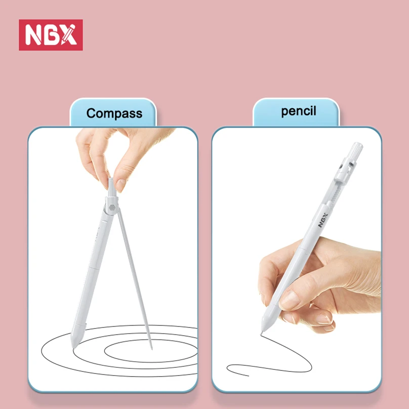 NBX Compass Pencil School Drawing Compasses Boussole Math Geometry Tools Mechanical Pencil Drafting Supplies School Supplies