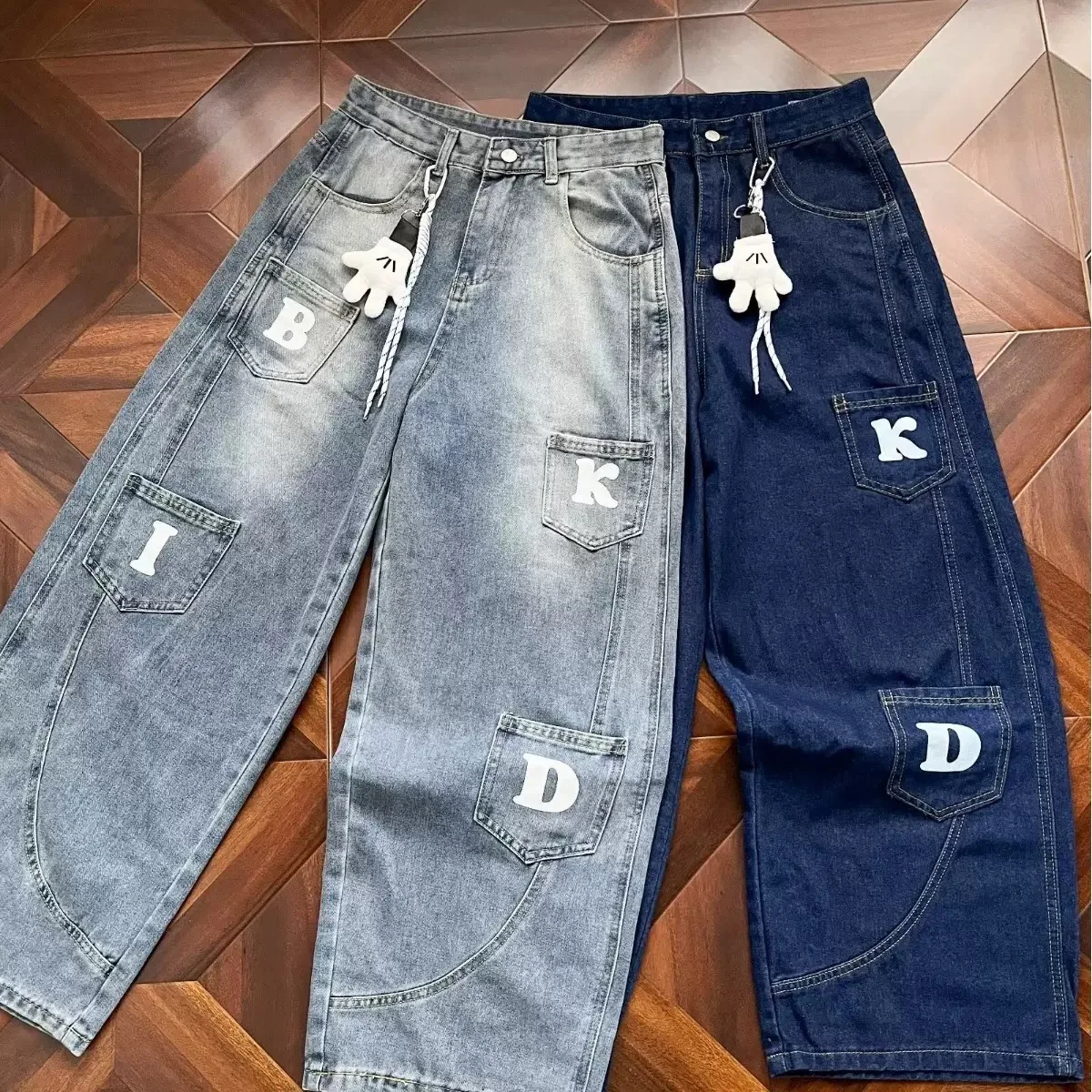 

Мужские джинсы в стиле осенне-весеннего тренда: американский винтаж, многокарманные, рабочие, повседневные, свободные, спортивные, больших размеров