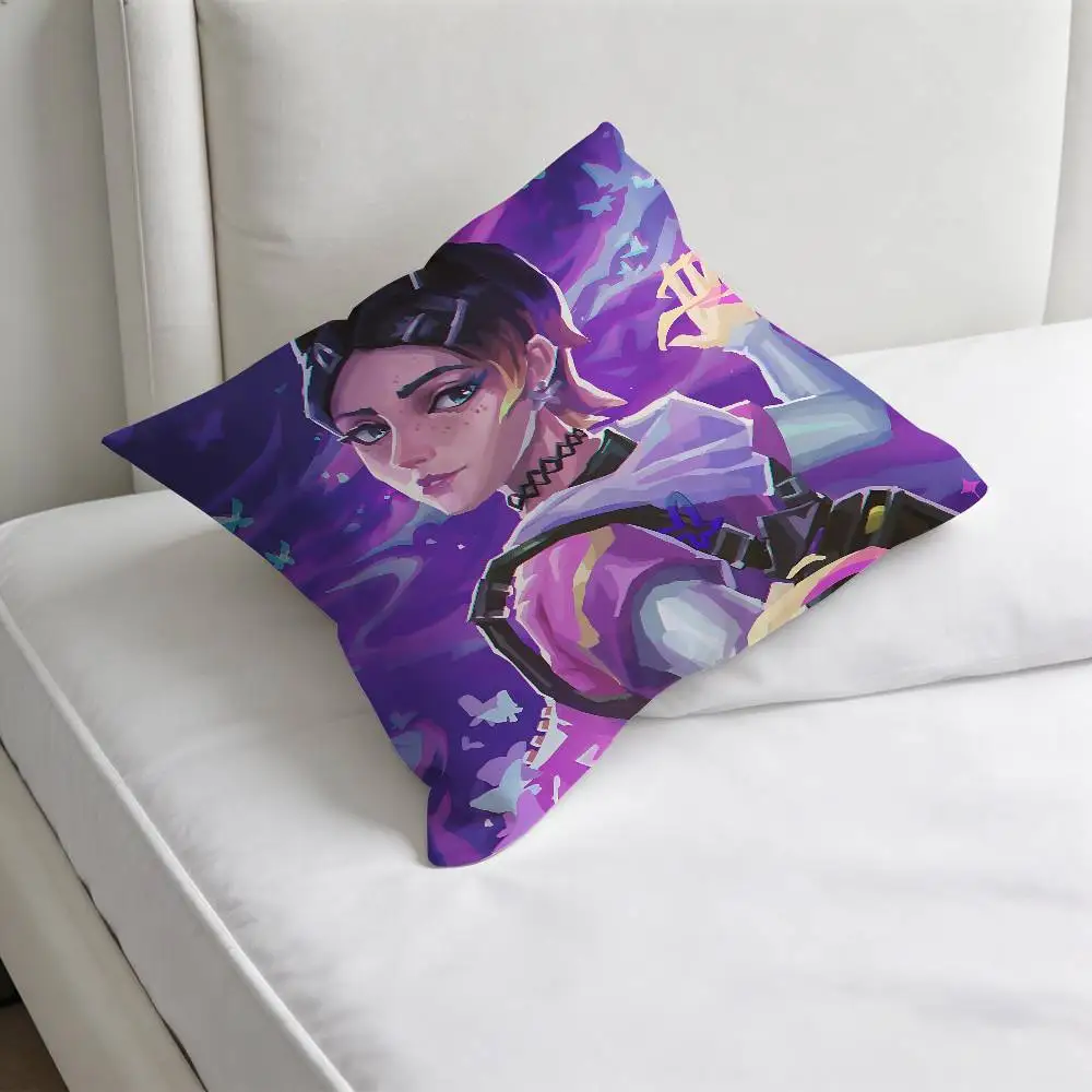 HOT Game V-ValorantS Decorative Square Pillow Cover Modern Cushion Case for Living Room Bedroom 2