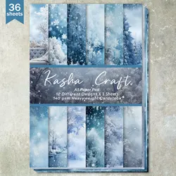 36 Sheets A5 (Blue Dream Forest Snow) Clipping Thin Paper For Bullet Diary, Junk Magazine, Greeting Card Background