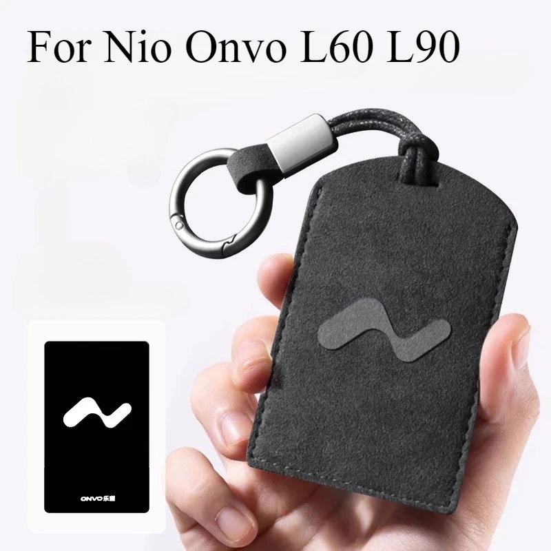 For Nio Onvo L60 L90 Suede Leather Card Key Cover Case, NFC Sensing Protective Sleeve Wrap Shell