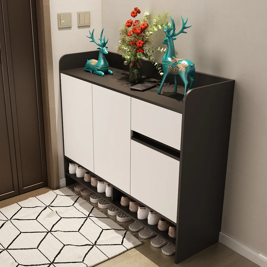 Solid wood shoe cabinet, balcony large-capacity storage cabinet, corridor outside corridor, simple stairwell, multi-tier shoe