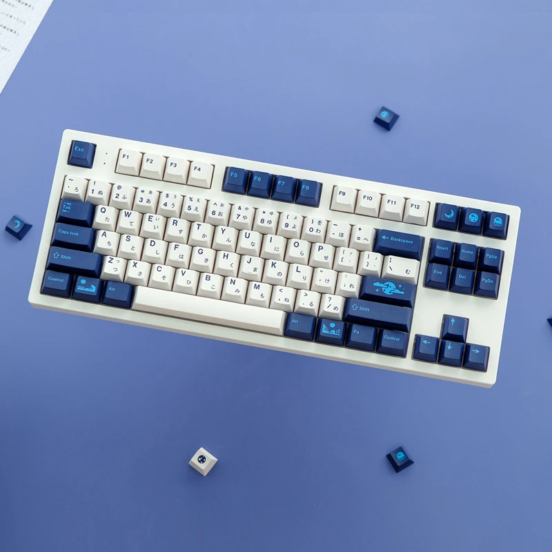 Imagem -05 - Chaves Conjunto Gmk Azul Lua Tampas Chave Pbt Lados Tintura Subbed Keycap Cherry Perfil Keycaps para Keychron Anne Poker Gh60 Gk64 Fl980 134