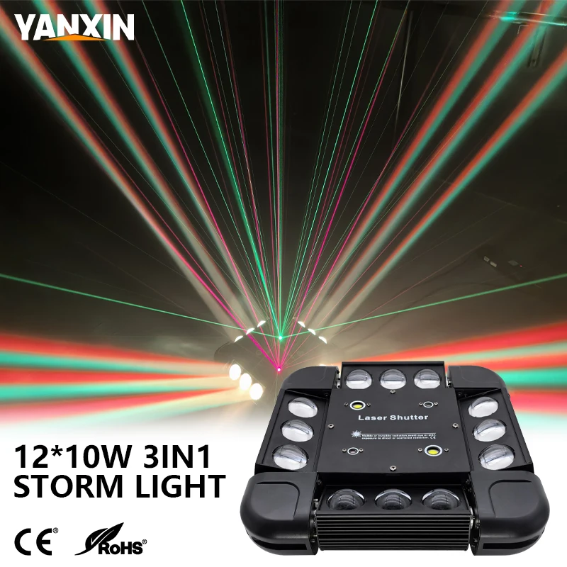 120W 3IN1 Beam Laser Strobe Stage Light DMX512 Sound Activated Auto Master-slave 2*20W White LED Strobe DJ Disco KTV Bar Party