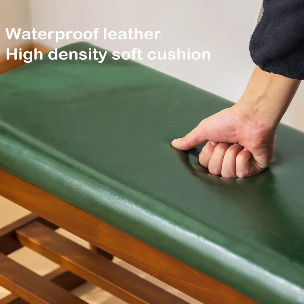 مقعد مدخل من الخشب الصلب مع مساحة تخزين قابلة للطي، أخضر، 31.5 للممر #4