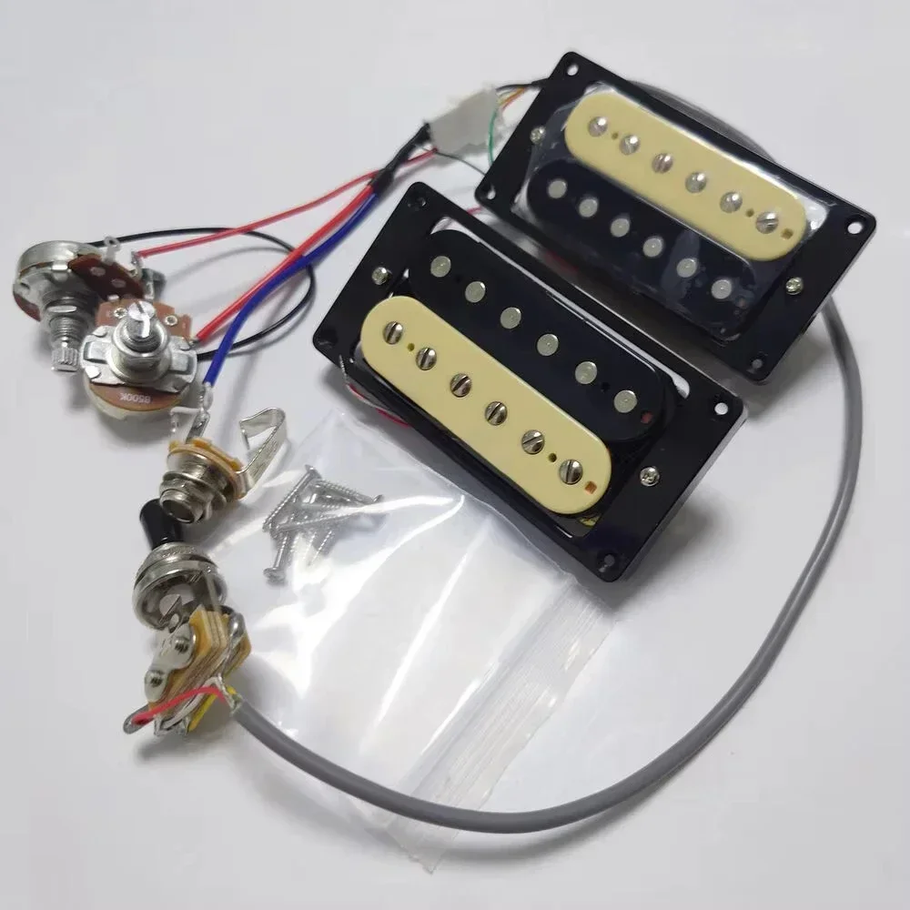 Humbucker Pickup Electric Guitar Pickup with 1V1T Switch Wiring Harness 4C for LP SG Guitar Replacement Parts