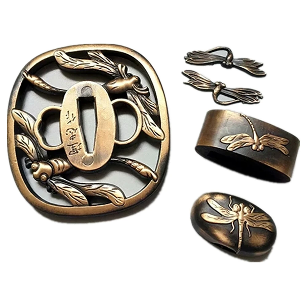 

Набор латунных фитингов Dragonfly Tsuba+Menuki+Fuchi+Kashira для японского самурая, катаны, аксессуара для защиты меча