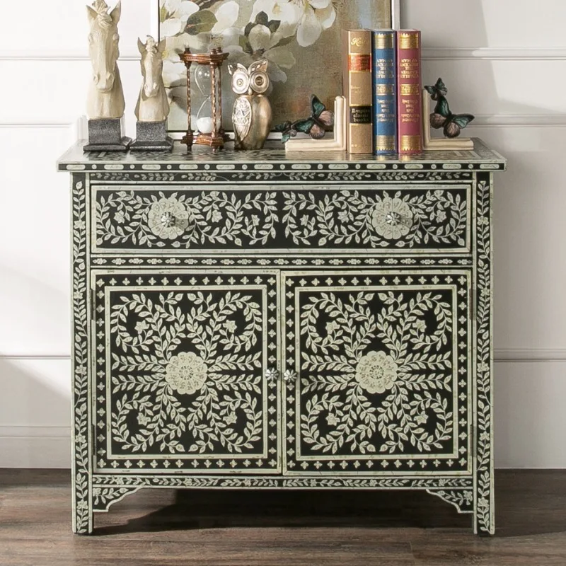 New Chinese retro shoe cabinet hand-painted classical locker