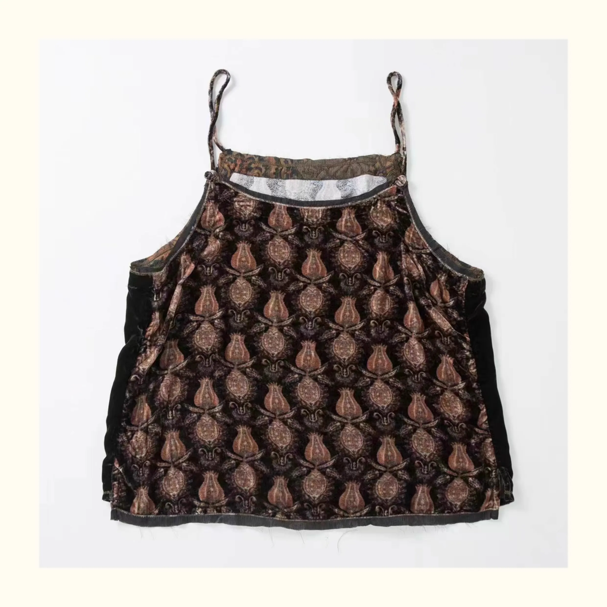 

PengPeng Home S585 Velvet k Flower Strap Vest Original Design Straight Tube Thin Summer Chinese Brand Women's Underwear