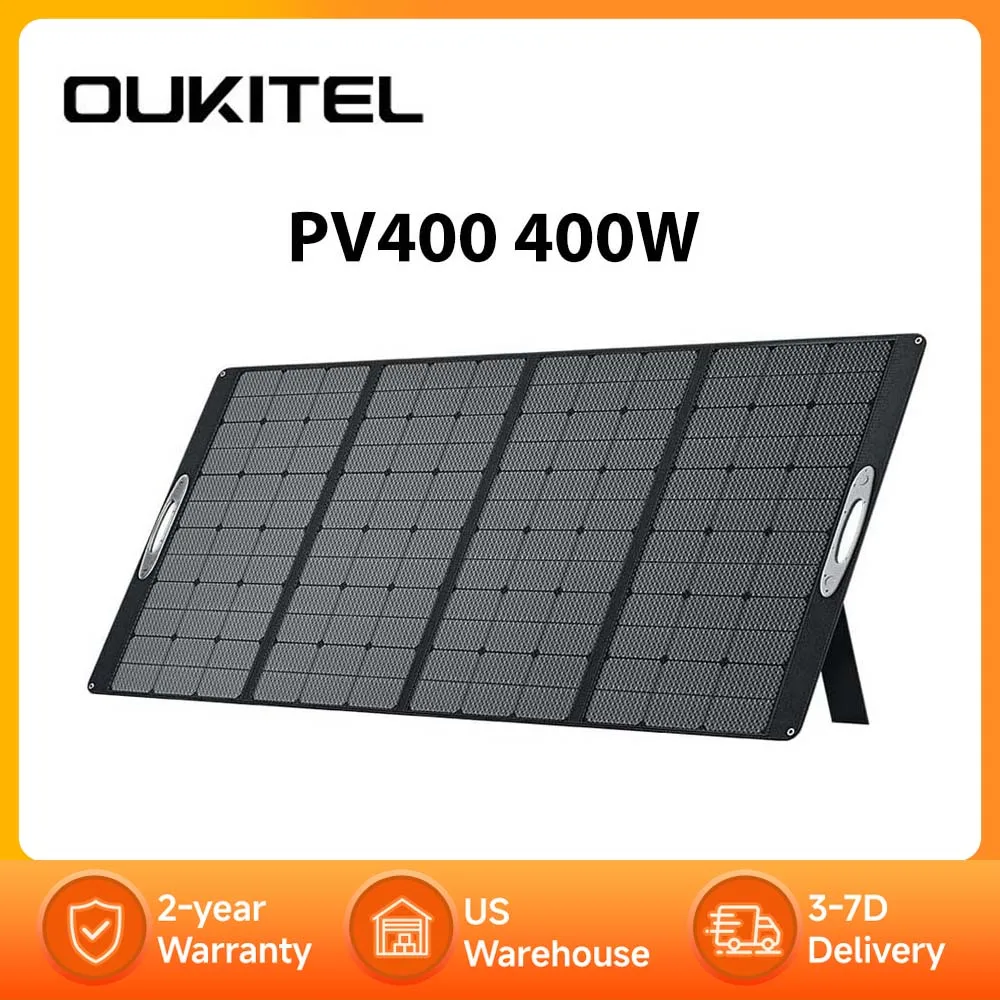 OUKITEL PV400 Portable Solar Panel 400W for Power Station, Solar Generator P2001, Foldable Solar Charger for RV, Camping, Power