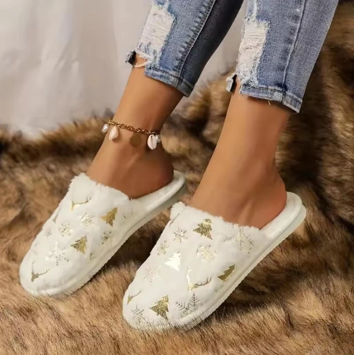 

Slippers Christmas Tree Shoes for Woman Home Slippers Non Slip Warm Comfort Shoes Indoor House Christmas Gifts Zapatos De Mujer