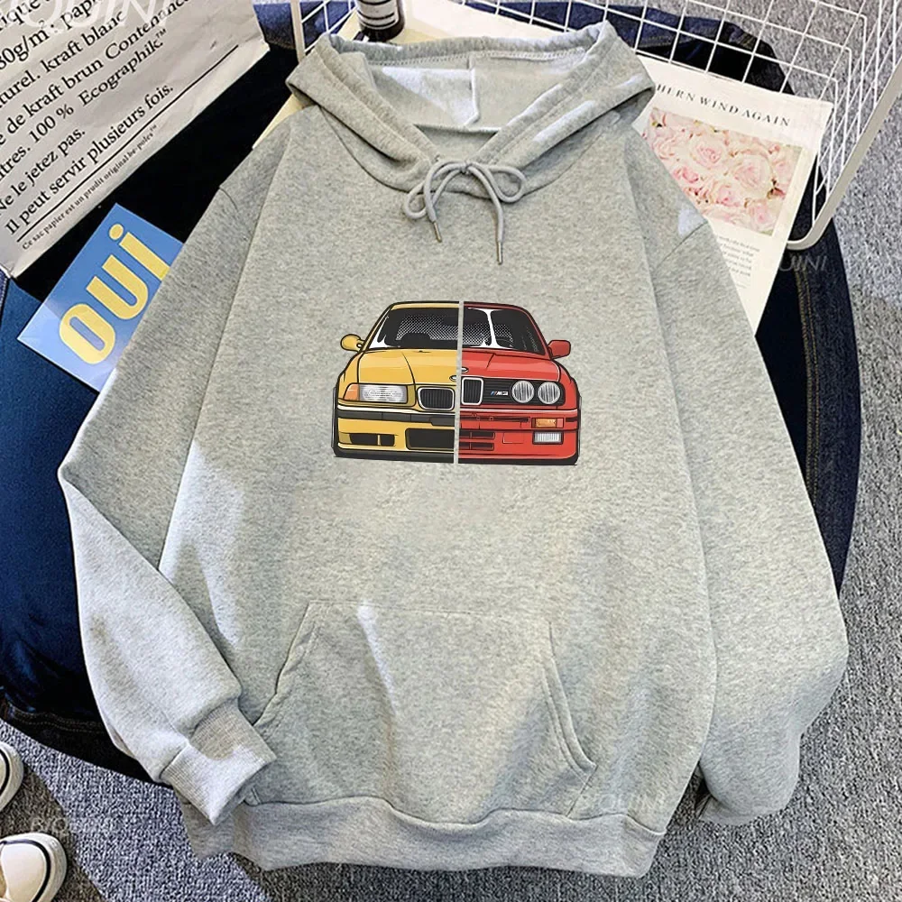 Felpa con cappuccio grafica per auto Autunno Inverno Pile Pullover casual Stampa Uomo Donna Felpa a maniche lunghe Abiti larghi e comodi