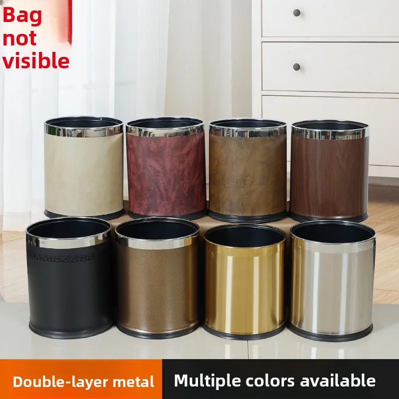 

Double Layer Stainless Steel round Trash Can without Lid for Hotel Rooms And Living Rooms Creative Minimalist High End Sanitary