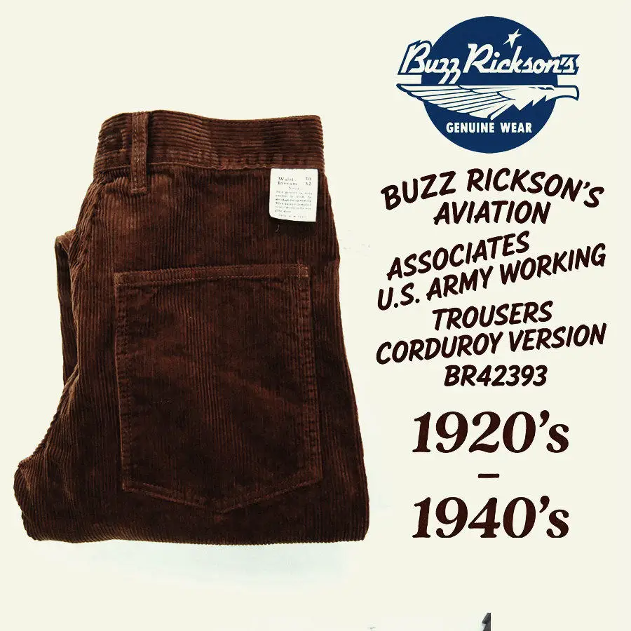 Вельветовые брюки-карго Buzz Rickson 1920-1940s