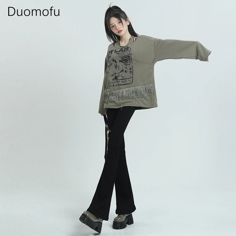 Duomofu-pantalones vaqueros clásicos rectos para mujer, Jeans sencillos, sueltos, básicos, de cintura alta, delgados, a la moda, de longitud completa, de Color sólido