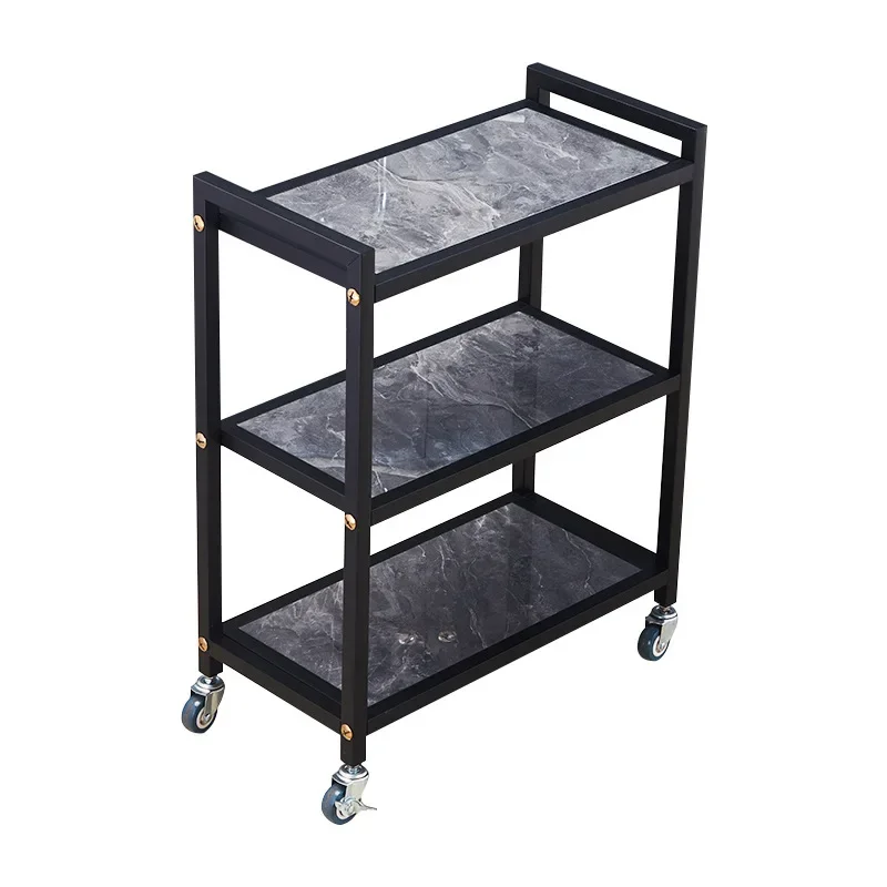 Stainless steel three-layer dining hot pot vegetable rack cart, hotel dining table trolley, drink bowl chopsticks, stew pot stor