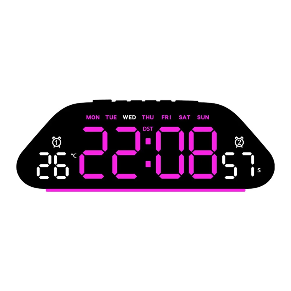 Wall Mounted LED Alarm Clock Silent Design Large Screen Time Day Temperature Humidity Countdown And Sleep Mode Feature
