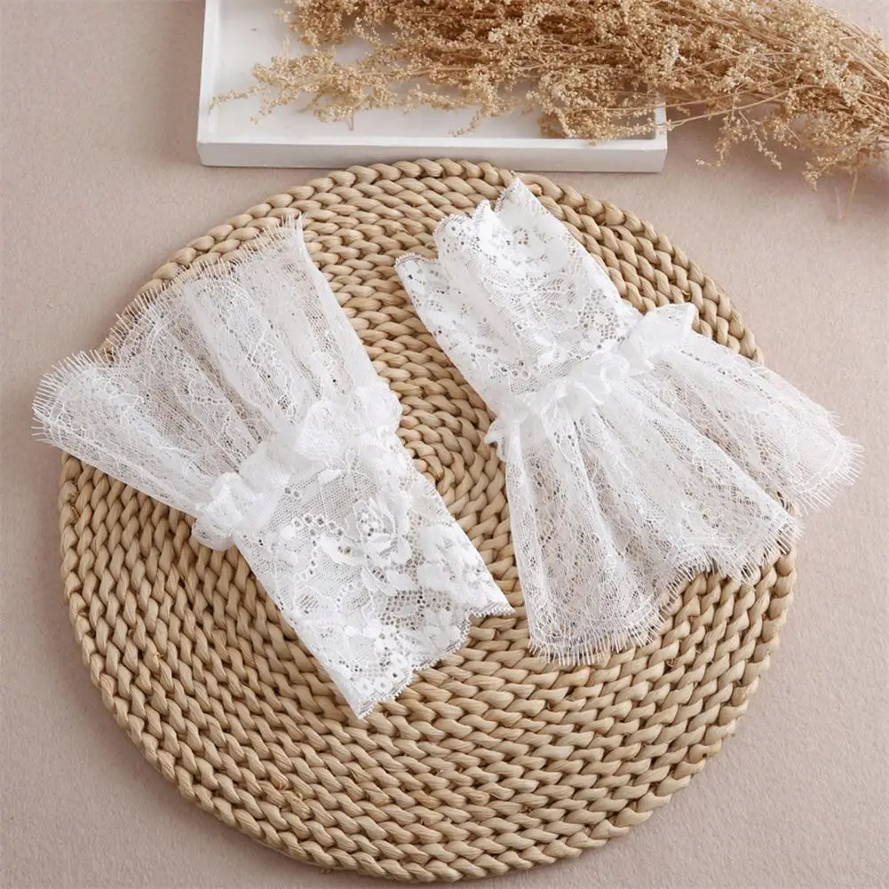Elegant Lace Sleeve Cuffs Elastic Wrist Cuffs Detachable False Sleeve Cuffs for Wedding Cosplay Halloween Party Accessories