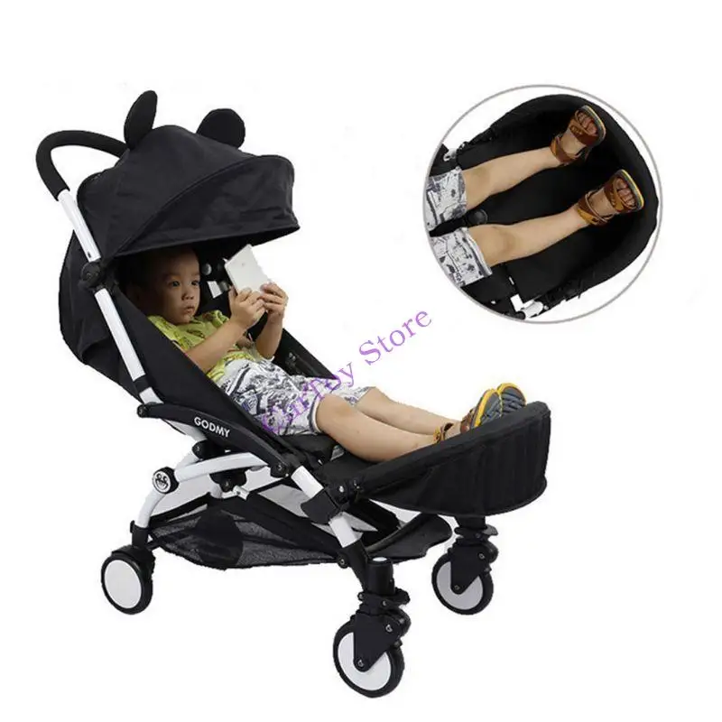 

634F Baby stroller Handle PU Leather Pushchair Arm Feet Extension Armrest Footboard