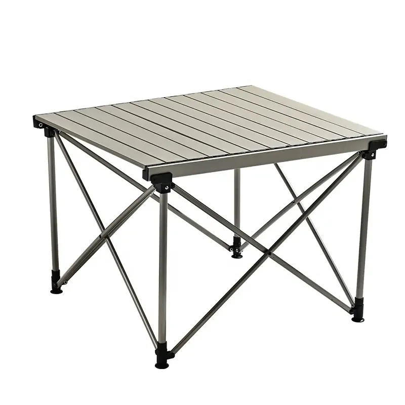 

Stainless Steel Adjustable Height Outdoor Table Camping Roll and Foldable Snack Table Packable Camping Lift Table