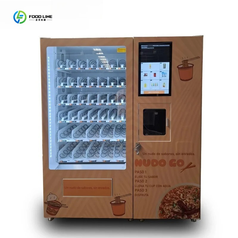 Commercial-Grade Noodle Vending Machine Hot Serving System Vending Machine Credit Card Payment FL Customized