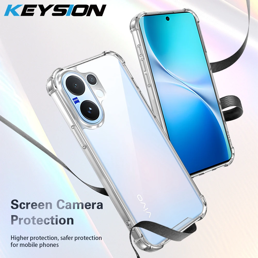 

KEYSION Four-Corners Shockproof Transparent Case for VIVO V60 5G Soft TPU+PC Clear Phone Back Cover for VIVO V60