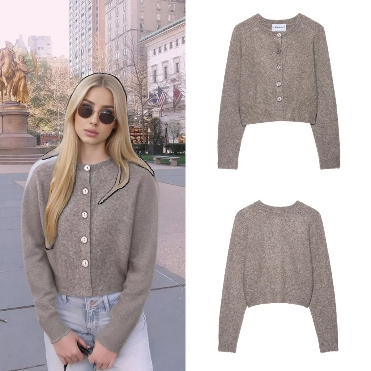 

Женский вязаный кардиган на пуговицах с v-образным вырезом, облегающая универсальная верхняя одежда, модное осеннее новое поступление, золотые детали на пуговицах