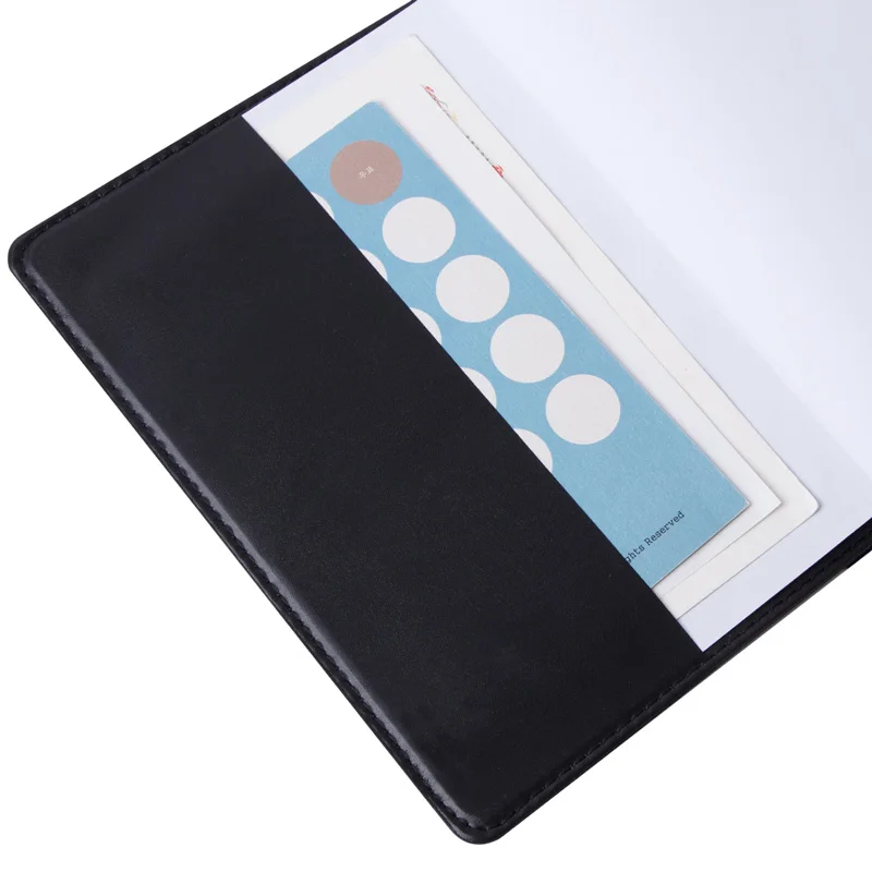 black Leather Cover Notebook 32K 80sheets Notepad Minute book of business meeting for gifts 90pcs Per Carton Set