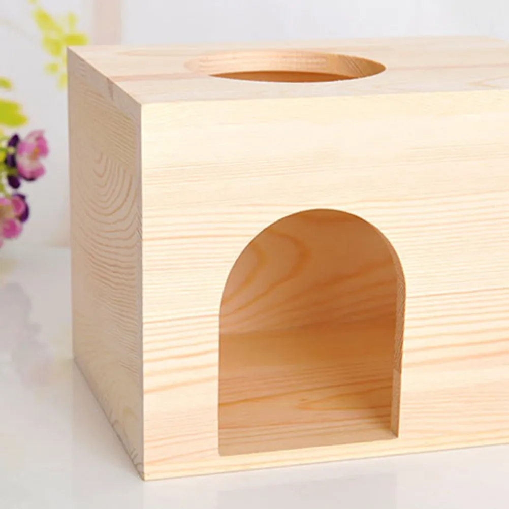 Natural Wood Small Pet House for Chinchilla Hamster Guinea Pig Safe Non Toxic Warm Cozy Rest Spot Excellent Workmanship