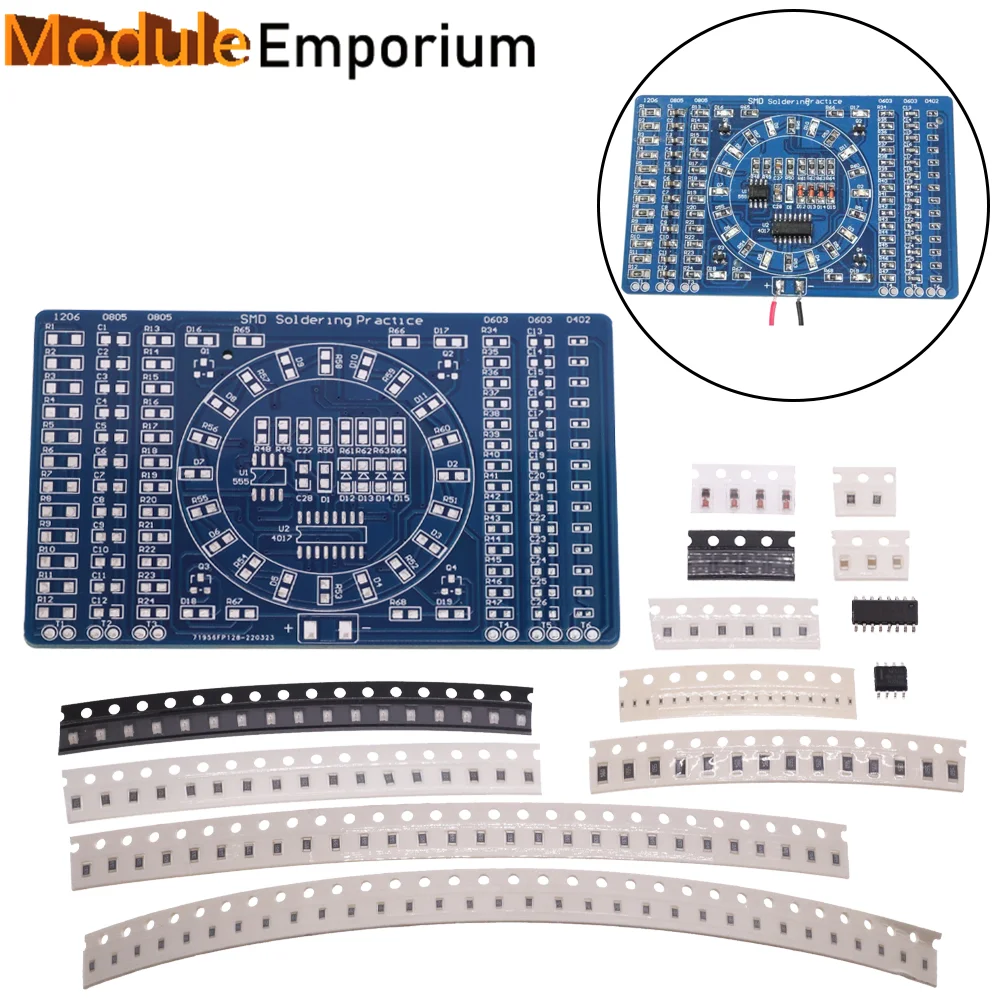 SMD NE555 CD4017 Rotating Flashing LED Components Soldering Practice Board Skill Electronic Circuit Training Suite DIY Kit