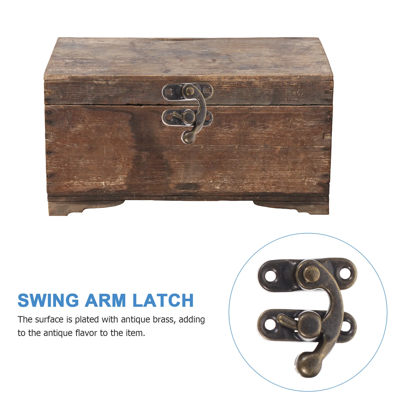 40pcs Brass Latch Hook Swing Arm Hasp Lock for Jewelry Boxes, Wooden Cabinets, Vintage Decorative Hardware