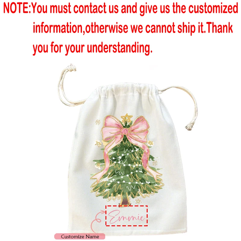 5 قطع شخصية الوردي القوس شجرة عيد الميلاد حزب صالح أكياس مخصصة عطلة شنطة هدايا مع اسم للأطفال عطلة حزب الملحقات