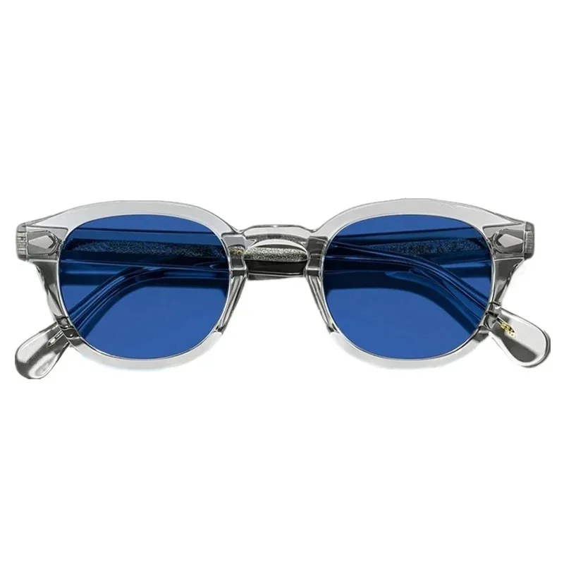 

Newest Col-Fading Qua Johnny Depp Sunglasses UV400 Unisex Vintage Italy Round Light Grey Acetates Fullrim49 46 44mm Accustomized