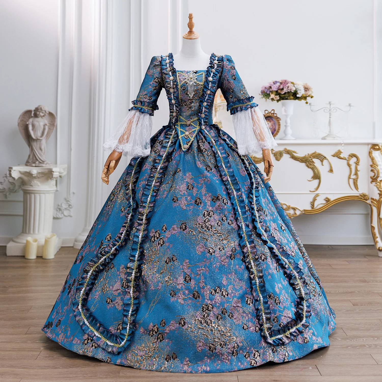 

Baroque French Princess Performance Dress Oil Painting Court Float Parade Cosplay Drama Walk Show Sukienki Wieczorowe Luksusowe