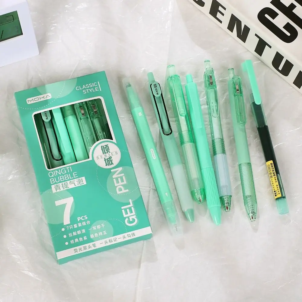 7 Stks/set Creatieve Sneldrogende Inkt Gel Pen St Tip Student Specifieke Balpen Cadeau Schrijfgereedschap School Kantoor