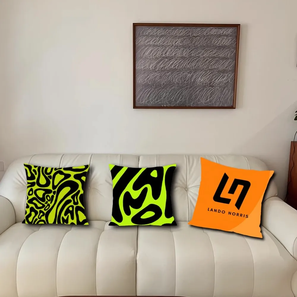 L-Lando N-Norris-Logo Pillow Case Living Room Accent Couch Back Support Square Lounge Restful Nap Companion ﻿