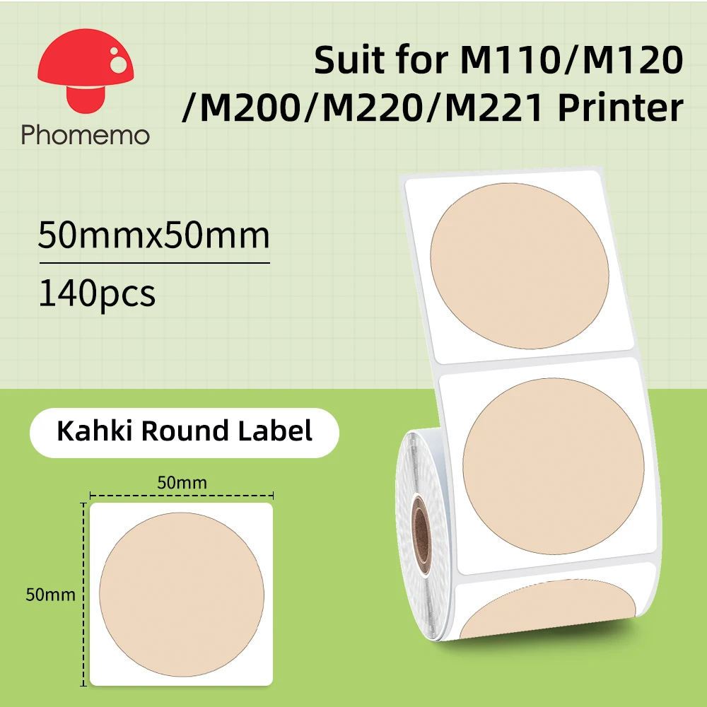 Memoking Étiquettes Rondes 50x50mm Dégradées Pour Imprimante Phomemo M110 M200 - 140 Étiquettes Par Rouleau