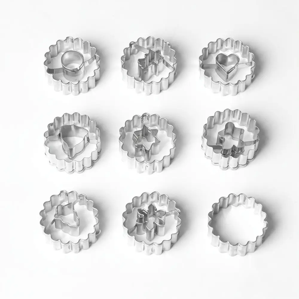 Edelstahl-Ausstechformen-Set mit gewelltem Rand, Keksformen für Fondant, Backen, Gebäck, Teigdekoration, Küchenzubehör zum Kochen