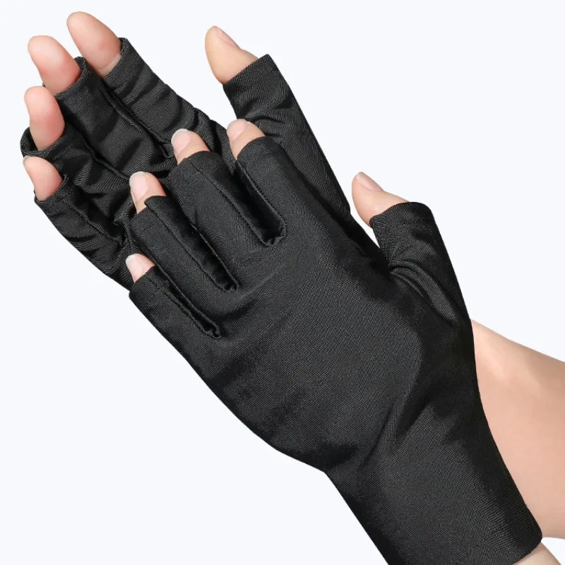 1 par de guantes finos negros Anti UV para uñas, guantes protectores de Gel UV negros, guantes sin dedos para manicura, lámpara LED para uñas, secador de uñas con pantalla táctil