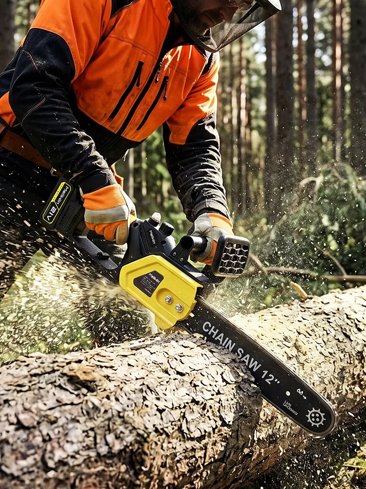 MELLWIN Bürstenlose 12-Zoll-Elektrokettensäge mit Automatischer Ölschmierung, Kabellose Holzfällersäge, Elektrowerkzeug für Makita 18V-Akku