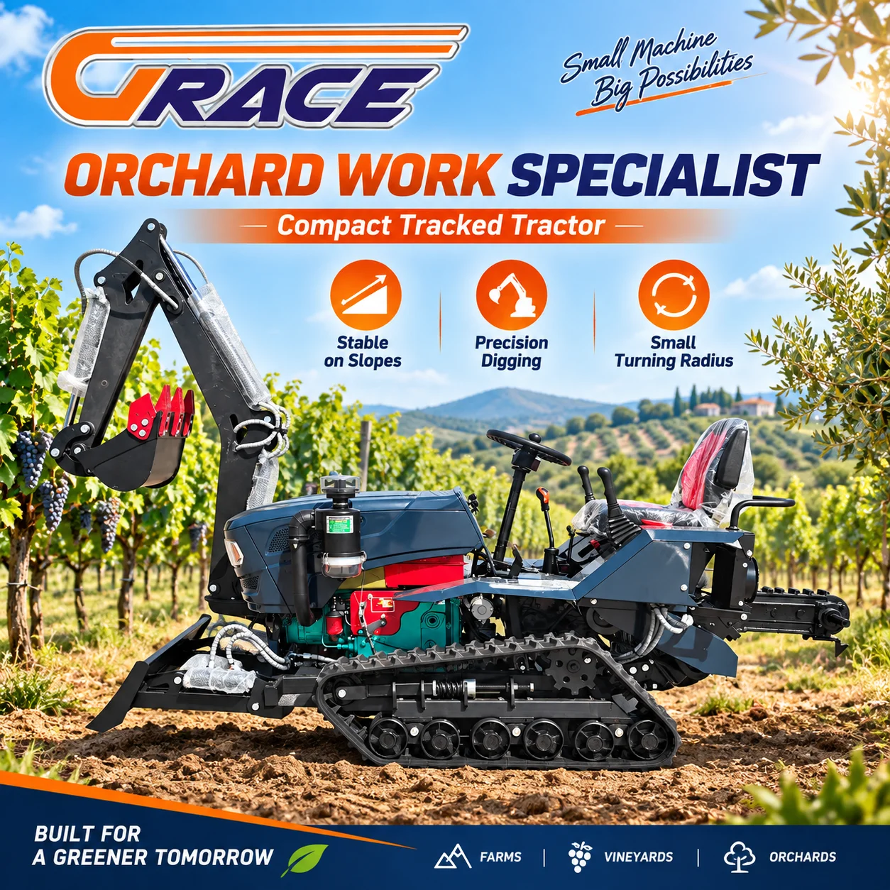 Crawler Farm Tractor 35HP/50HP/60HP/80HP/100HP/120HP Multifunctional Agricultural Machine for Hilly Land Paddy Orchard Greenhous