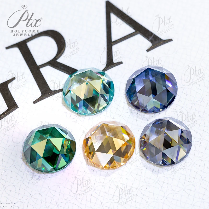 مويسانيتي أحجار كريمة مفكوكة شكل دائري مسطح القاع قطع الورد متعدد الألوان أعلى VVS صنع المجوهرات ممتازة تمرير الماس اختبار الحجر