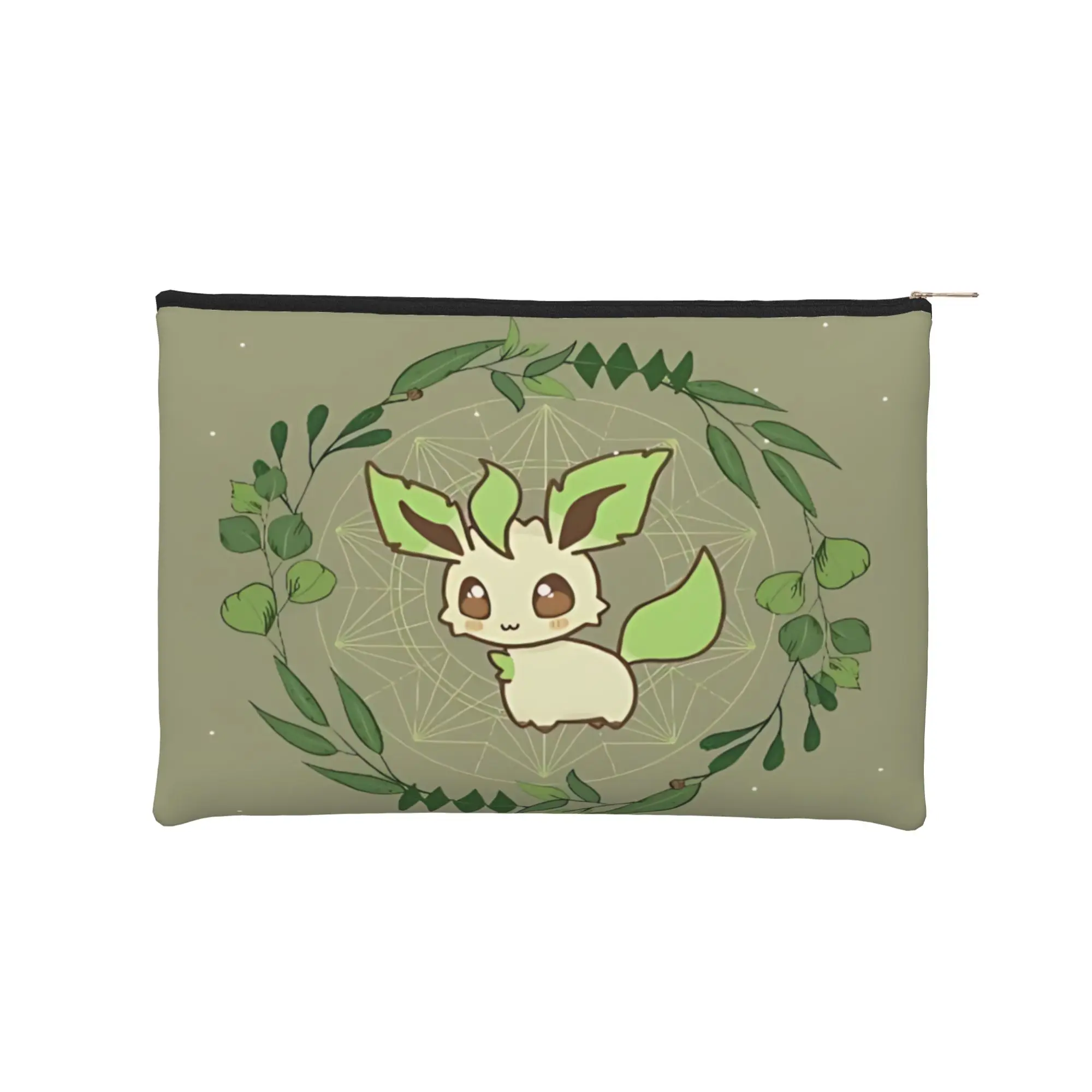 anime Stylish Cute pouch Pokemon Eevee Eeveelution Makeup Bag Leafeon Toiletry Bag with Zipper Toiletry Organizer