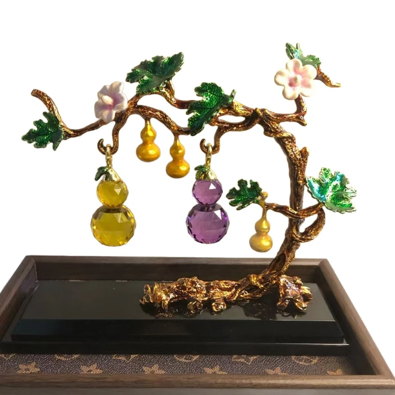 

Enamel color five blessings Linmen crystal gourd lucky home decoration ornament living room TV cabinet housewarming amethyst